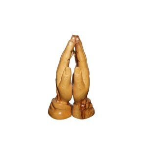 Praying Hands Wood Carving Omar Bakri Olive Wood Jerusalem Religious Art 6"x3.5"